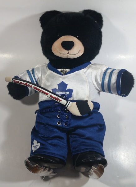 Build A Bear Workshop NHL Toronto Maple Leafs Ice Hockey Black Bear with Uniform, Stick, and Skates 17" Tall Stuffed Animal Plush