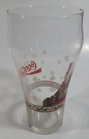 Enjoy Coca-Cola Santa Claus Holding a Bottle with Snowflakes and Holly Border Christmas Holiday Themed 6" Tall Glass Cup