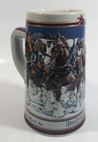 1989 Budweiser Holiday Stein Collection Collector's Series "The hitch on a winter's evening." Ceramic Beer Stein - Handcrafted in Brazil by Ceramarte