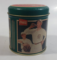 Rare 1994 Coca-Cola Coke Soda Pop Drink Beverage Detroit Tigers Baseball Team Green Small Round Tin Metal Canister Sports Collectible