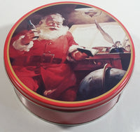 1986 Coca-Cola Coke Soda Pop Drink Beverage Christmas Holiday Santa Claus with Themed 7" Diameter Tin Metal Round Container