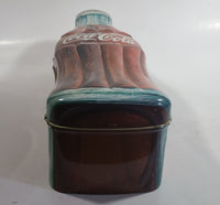 1997 Coca-Cola Coke Soda Pop Large 13" Long Bottle Shaped Embossed Tin Container with Hinged Lid