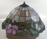 Beautifully Colored Stained Glass Ceiling Light Fixture 3 Socket 15" Diameter