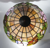 Beautifully Colored Stained Glass Ceiling Light Fixture 3 Socket 15" Diameter