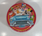 Walt Disney Classic Car and Mickey Mouse Cartoon Characters Themed Fancy Fun Cookies Red Round Tin Metal Container