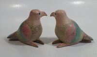 Pair of Colorfully Painted Wood Carved Love Bird Sculptures