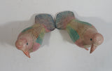 Pair of Colorfully Painted Wood Carved Love Bird Sculptures