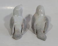 1981 Pair of Soapstone Style White Clay Pair of Bird Sculptures