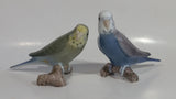 Vintage Pair of Bing & Grondahl No. 2341 & No. 2210 Pirched Love Bird Parakeet Budgie Porcelain Sculpture Ornaments