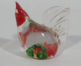 Murano Italy Chicken Rooster Hen Red Green Clear Art Glass Paperweight Ornament