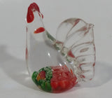 Murano Italy Chicken Rooster Hen Red Green Clear Art Glass Paperweight Ornament