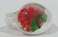 Murano Italy Chicken Rooster Hen Red Green Clear Art Glass Paperweight Ornament