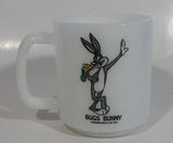 Vintage 1975 Warner Bros. Bugs Bunny Cartoon Character Eating a Carrot Milk Glass Coffee Mug Cup