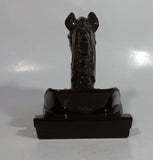 Vintage Horse Head Stallion 3D Sculpture Dark Brown Ceramic Glazed Ash Tray Made in Japan Smoking Collectible