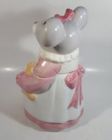 1990 House of Lloyd Grey Mouse in a Pink Dress Holding a Teddy Bear Ceramic Cookie Jar