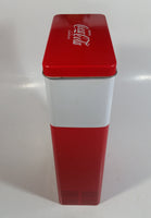 1999 Coca-Cola Coke Soda Pop Red and White Vending Machine Shaped 10" Tall Tin Metal Container