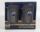 2007 Edmonton Oilers NHL Ice Hockey Team "Property of" "Hockey Club" Pair of 6" Tall Glass Cups in Box