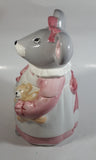 1990 House of Lloyd Grey Mouse in a Pink Dress Holding a Teddy Bear Ceramic Cookie Jar