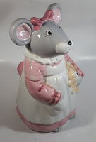 1990 House of Lloyd Grey Mouse in a Pink Dress Holding a Teddy Bear Ceramic Cookie Jar