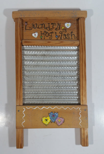 Vintage Style Small Washboard "Laundry is Hog Wash" Decorative Display Piece