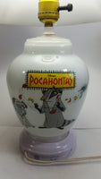 1990s Disney Animated Movie Film Pocahontas Cartoon Characters 18" Tall Milk Glass Lamp