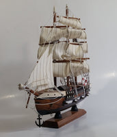 Vintage Highly Detailed 3 Mast Wooden Sail Boat Ship Model Nautical Collectible 13" Long