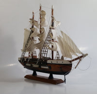 Vintage Highly Detailed 3 Mast Wooden Sail Boat Ship Model Nautical Collectible 13" Long