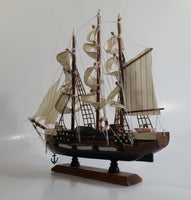 Vintage Highly Detailed 3 Mast Wooden Sail Boat Ship Model Nautical Collectible 13" Long