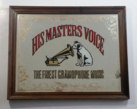 Vintage HMV His Master's Voice Wood Framed Advertising Mirror 15 1/2" x 20"