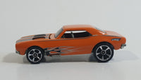 2010 Hot Wheels 1967 Chevrolet Camaro Orange Die Cast Toy Car Vehicle w/ Opening Hood