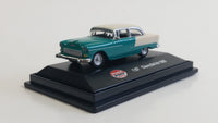 Model Power Minis 1955 Chevy Bel Air Green Teal and White 1/87 Scale Die Cast Toy Car Vehicle in Protective Display Case