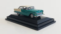 Model Power Minis 1955 Chevy Bel Air Green Teal and White 1/87 Scale Die Cast Toy Car Vehicle in Protective Display Case