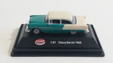 Model Power Minis 1955 Chevy Bel Air Green Teal and White 1/87 Scale Die Cast Toy Car Vehicle in Protective Display Case