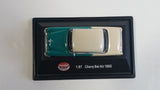 Model Power Minis 1955 Chevy Bel Air Green Teal and White 1/87 Scale Die Cast Toy Car Vehicle in Protective Display Case