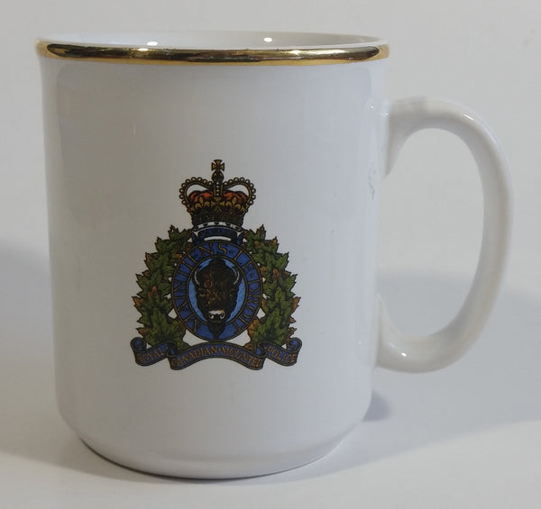 Vintage RCMP Royal Canadian Mounted Police Crest Decor Gold Rimmed Ceramic Coffee Mug "Tams" Made in England