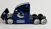 2009 Maisto Top Dog Collectibles NHL Vancouver Canucks Ice Hockey Team Semi Transport Truck Rig Dark Blue 1/64 Scale Die Cast Toy Car Vehicle with Opening Hood