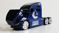 2009 Maisto Top Dog Collectibles NHL Vancouver Canucks Ice Hockey Team Semi Transport Truck Rig Dark Blue 1/64 Scale Die Cast Toy Car Vehicle with Opening Hood