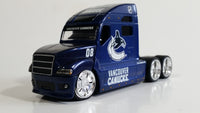 2009 Maisto Top Dog Collectibles NHL Vancouver Canucks Ice Hockey Team Semi Transport Truck Rig Dark Blue 1/64 Scale Die Cast Toy Car Vehicle with Opening Hood