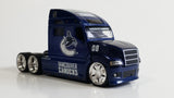 2009 Maisto Top Dog Collectibles NHL Vancouver Canucks Ice Hockey Team Semi Transport Truck Rig Dark Blue 1/64 Scale Die Cast Toy Car Vehicle with Opening Hood