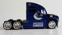 2009 Maisto Top Dog Collectibles NHL Vancouver Canucks Ice Hockey Team Semi Transport Truck Rig Dark Blue 1/64 Scale Die Cast Toy Car Vehicle with Opening Hood