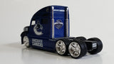 2009 Maisto Top Dog Collectibles NHL Vancouver Canucks Ice Hockey Team Semi Transport Truck Rig Dark Blue 1/64 Scale Die Cast Toy Car Vehicle with Opening Hood