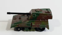 Vintage 1976 Lesney Matchbox Rolamatics No. 70 S.P Gun Tank Army Olive Green and Brown Camouflage Die Cast Toy Car Military Weaponry Vehicle with Moving Gun Made in England