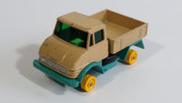 Vintage 1967 Lesney No. 49 Mercedes Benz Unimog Tan and Aqua Teal Die Cast Toy Car Vehicle Made in England