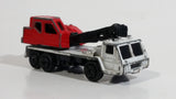 Unknown Brand Mobile Crane Truck White and Red Die Cast Toy Car Vehicle