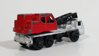 Unknown Brand Mobile Crane Truck White and Red Die Cast Toy Car Vehicle