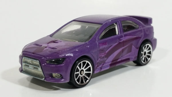 2010 Hot Wheels Color Shifters 2008 Lancer Evolution Purple / White Die Cast Toy Car Vehicle