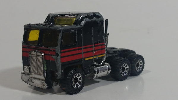 1993 Matchbox Super Rigs Kenworth Cabover Aerodyne Semi Tractor Truck Rig Harley Davidson Black Die Cast Toy Car Vehicle