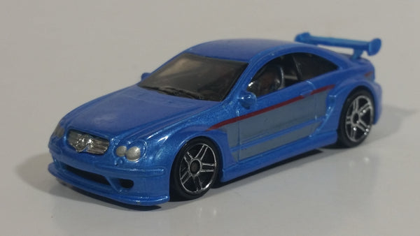 2008 Hot Wheels Web Trading Cars AMG Mercedes CLK DTM Metalflake Light Blue Die Cast Toy Car Vehicle