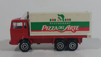 Majorette No. 265 Saviem Pizza Del Arte Restaurant Food Delivery Container Truck Red and White Die Cast Toy Car Vehicle with Opening Rear Door