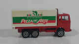 Majorette No. 265 Saviem Pizza Del Arte Restaurant Food Delivery Container Truck Red and White Die Cast Toy Car Vehicle with Opening Rear Door